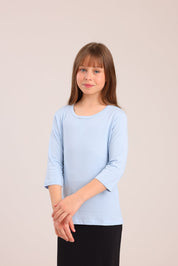 FOX בנות חולצה ארוכה חולצת בייסיק 3/4 חלקה חולצת בייסיק 3/4 חלקה