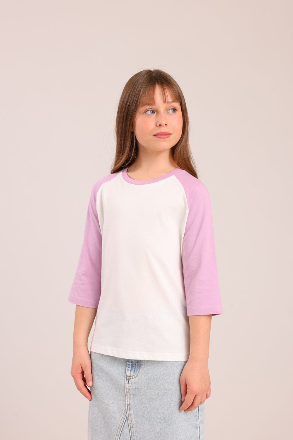 FOX בנות חולצה קצרה חולצת בייסיק 3/4 רגלן חולצת בייסיק 3/4 רגלן