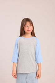 FOX בנות חולצה קצרה חולצת בייסיק 3/4 רגלן חולצת בייסיק 3/4 רגלן