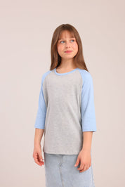 FOX בנות חולצה קצרה חולצת בייסיק 3/4 רגלן חולצת בייסיק 3/4 רגלן