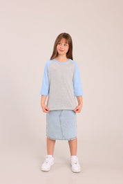 FOX בנות חולצה קצרה חולצת בייסיק 3/4 רגלן חולצת בייסיק 3/4 רגלן