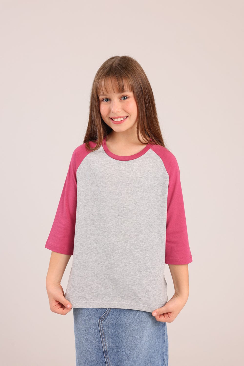 FOX בנות חולצה קצרה חולצת בייסיק 3/4 רגלן חולצת בייסיק 3/4 רגלן