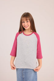 FOX בנות חולצה קצרה חולצת בייסיק 3/4 רגלן חולצת בייסיק 3/4 רגלן