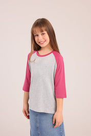 FOX בנות חולצה קצרה חולצת בייסיק 3/4 רגלן חולצת בייסיק 3/4 רגלן