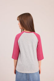 FOX בנות חולצה קצרה חולצת בייסיק 3/4 רגלן חולצת בייסיק 3/4 רגלן