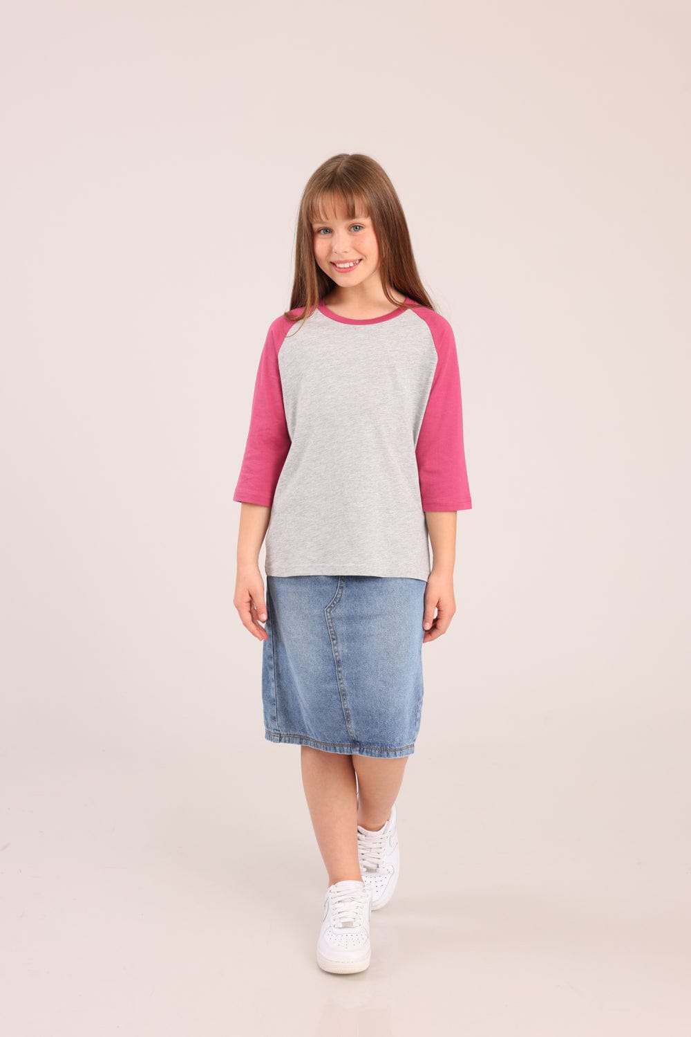 FOX בנות חולצה קצרה חולצת בייסיק 3/4 רגלן חולצת בייסיק 3/4 רגלן