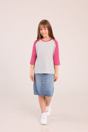 FOX בנות חולצה קצרה חולצת בייסיק 3/4 רגלן חולצת בייסיק 3/4 רגלן