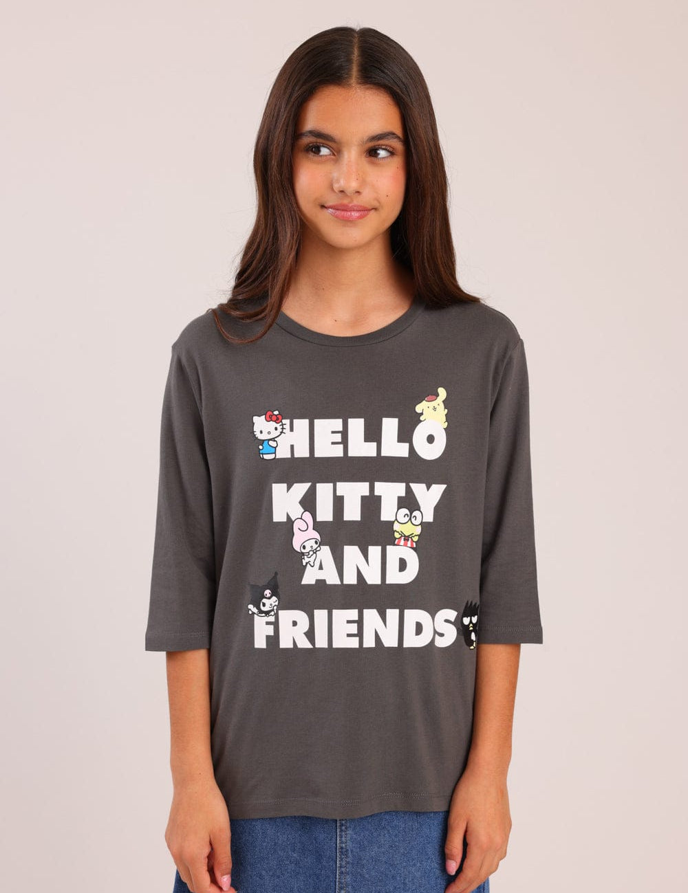 FOX בנות חולצה קצרה חולצה ממותגת הלו קיטי וחברים חולצה ממותגת הלו קיטי וחברים