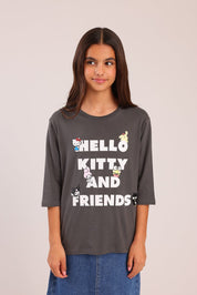 FOX בנות חולצה קצרה חולצה ממותגת הלו קיטי וחברים חולצה ממותגת הלו קיטי וחברים