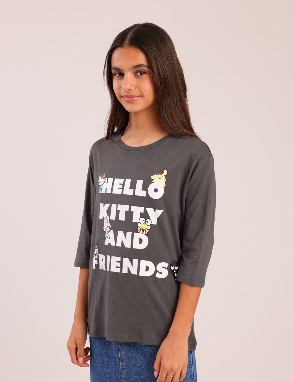 FOX בנות חולצה קצרה חולצה ממותגת הלו קיטי וחברים חולצה ממותגת הלו קיטי וחברים