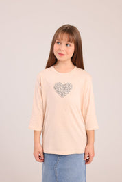 FOX בנות חולצה קצרה חולצה 3/4 עם הדפס חולצה 3/4 עם הדפס