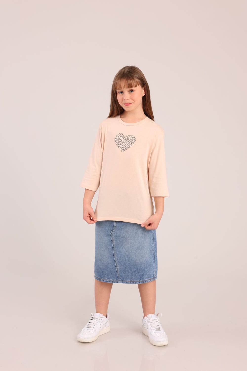 FOX בנות חולצה קצרה חולצה 3/4 עם הדפס חולצה 3/4 עם הדפס