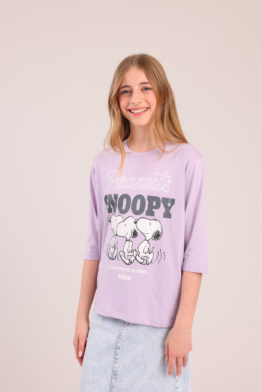 FOX בנות חולצה קצרה חולצה 3/4 ממותגת סנופי חולצה 3/4 ממותגת סנופי