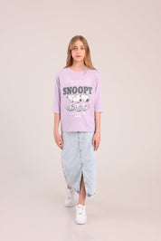 FOX בנות חולצה קצרה חולצה 3/4 ממותגת סנופי חולצה 3/4 ממותגת סנופי