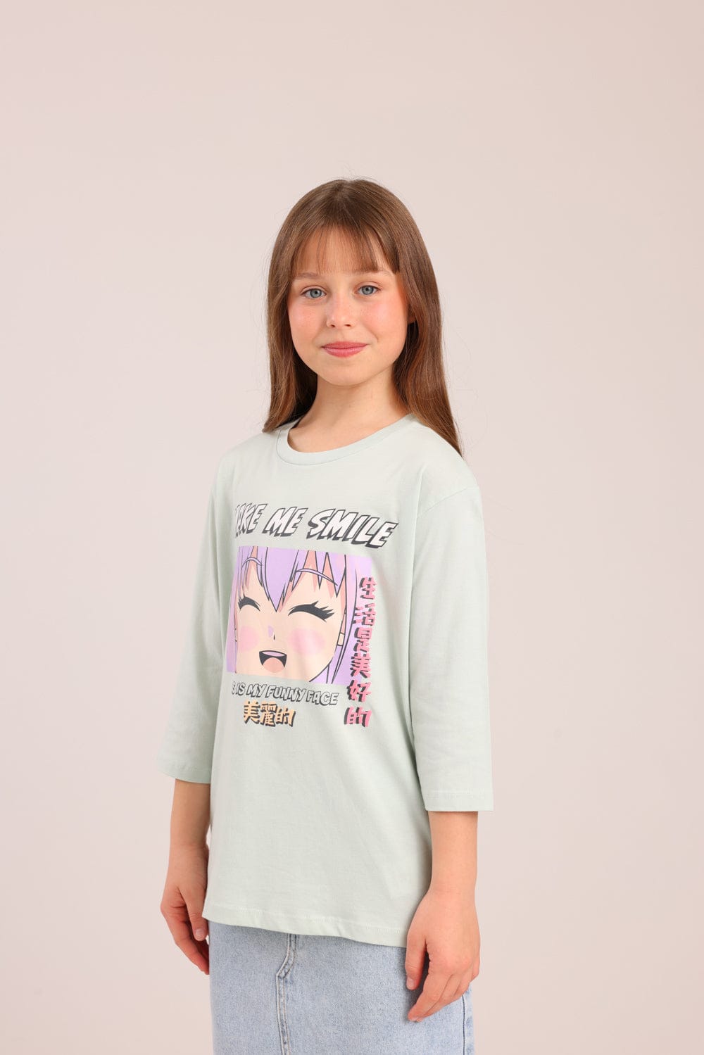 FOX בנות חולצה קצרה חולצה 3/4 עם הדפס חולצה 3/4 עם הדפס