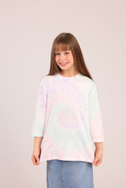 FOX בנות חולצה קצרה חולצה עם טאי דאי חולצה עם טאי דאי