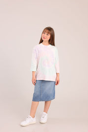 FOX בנות חולצה קצרה חולצה עם טאי דאי חולצה עם טאי דאי