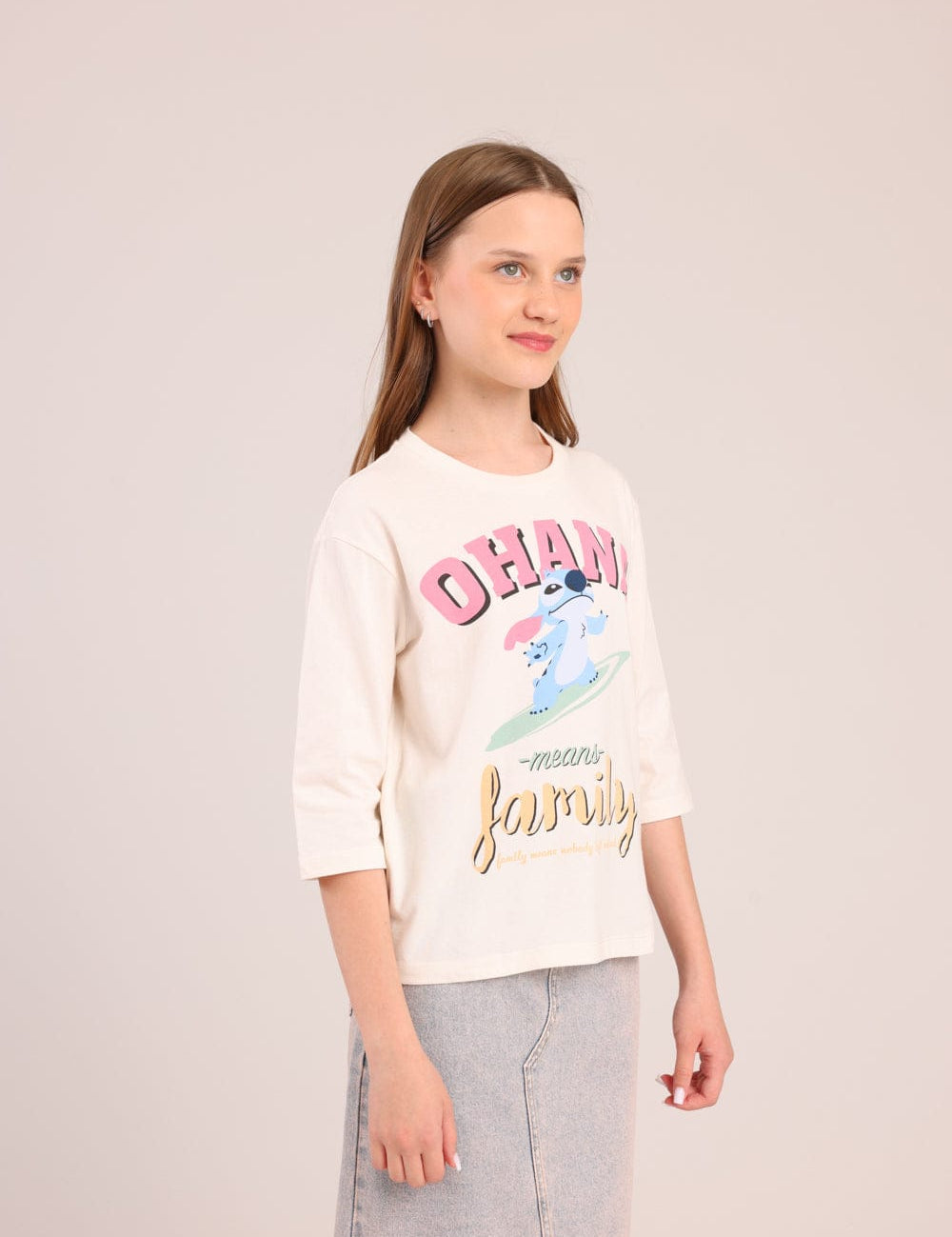 FOX בנות חולצה קצרה חולצה ממותגת סטיץ' דיסני חולצה ממותגת סטיץ' דיסני