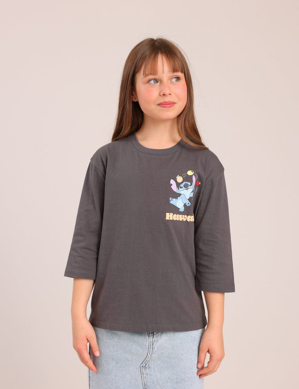 FOX בנות חולצה קצרה חולצה ממותגת סטיץ' דיסני חולצה ממותגת סטיץ' דיסני