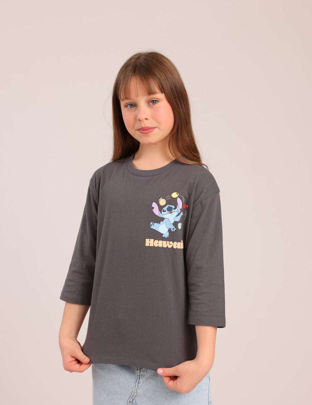 FOX בנות חולצה קצרה חולצה ממותגת סטיץ' דיסני חולצה ממותגת סטיץ' דיסני