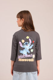 FOX בנות חולצה קצרה חולצה ממותגת סטיץ' דיסני חולצה ממותגת סטיץ' דיסני