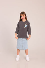 FOX בנות חולצה קצרה חולצה ממותגת סטיץ' דיסני חולצה ממותגת סטיץ' דיסני