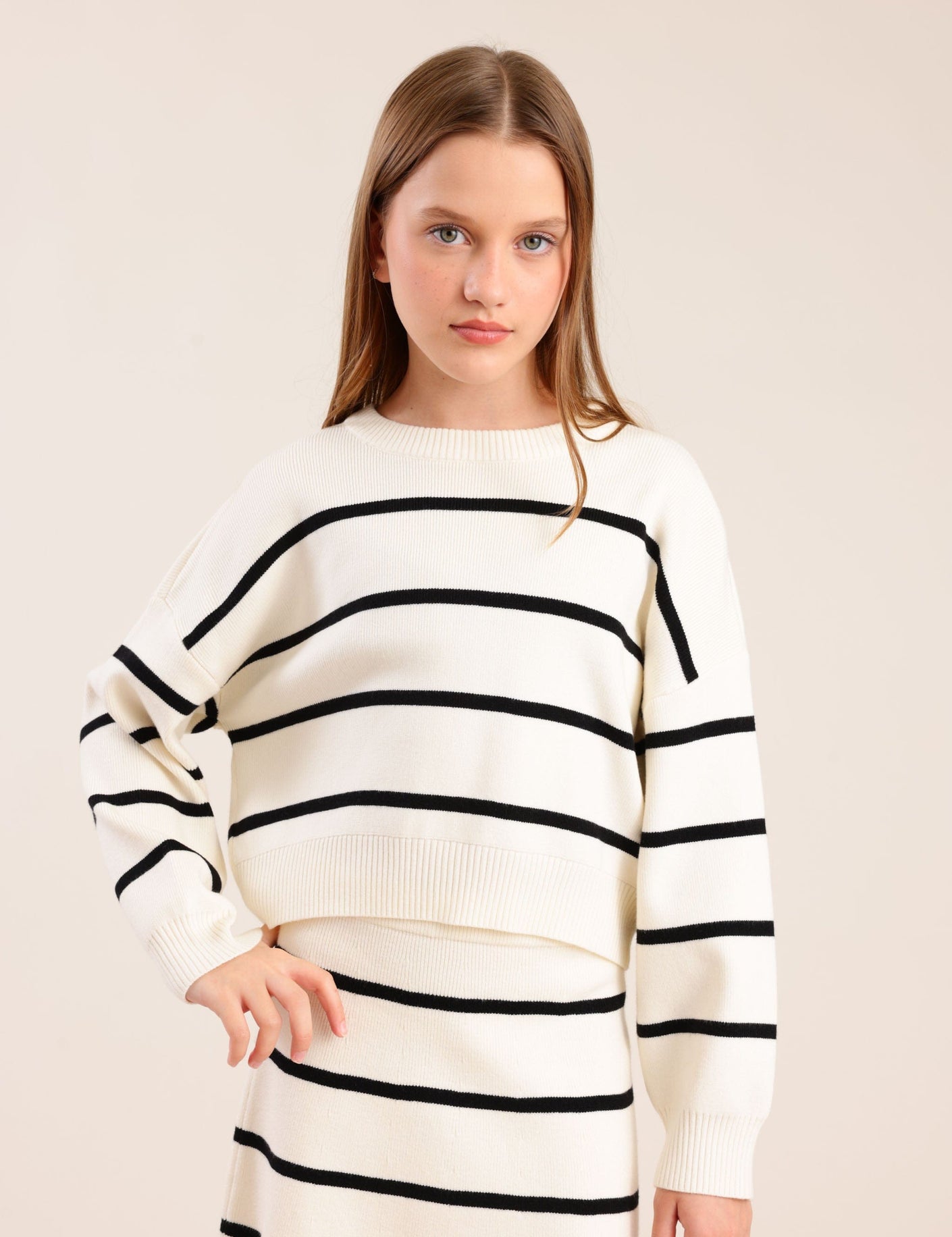 FOX בנות סריגים סריג פסים סריג פסים