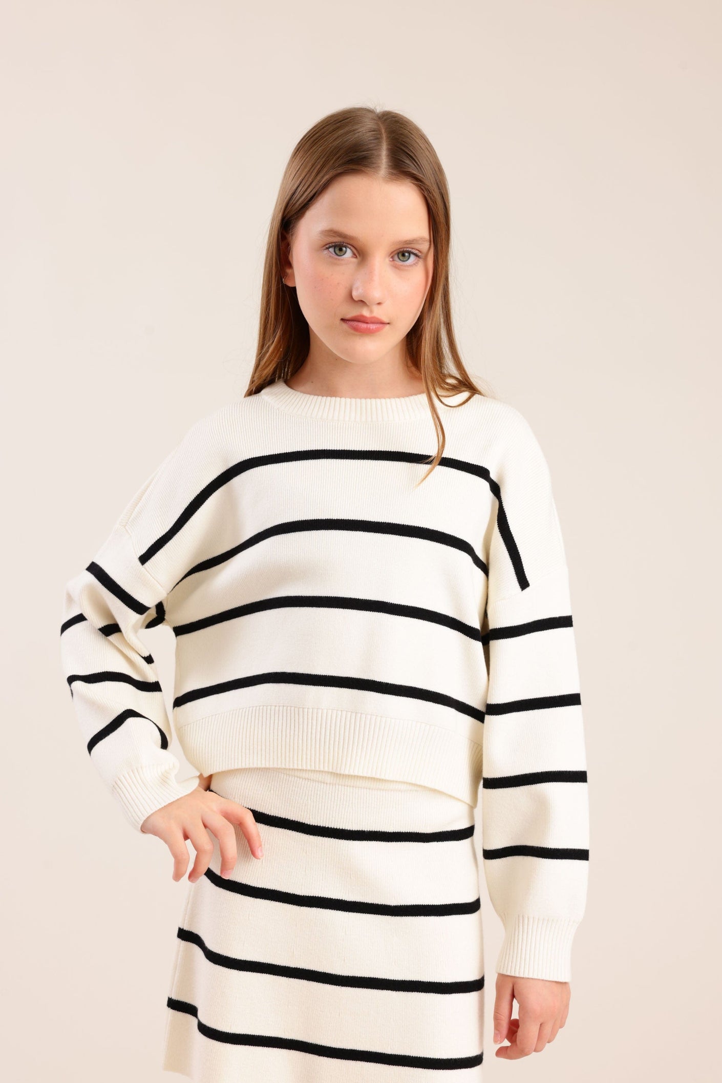 FOX בנות סריגים סריג פסים סריג פסים