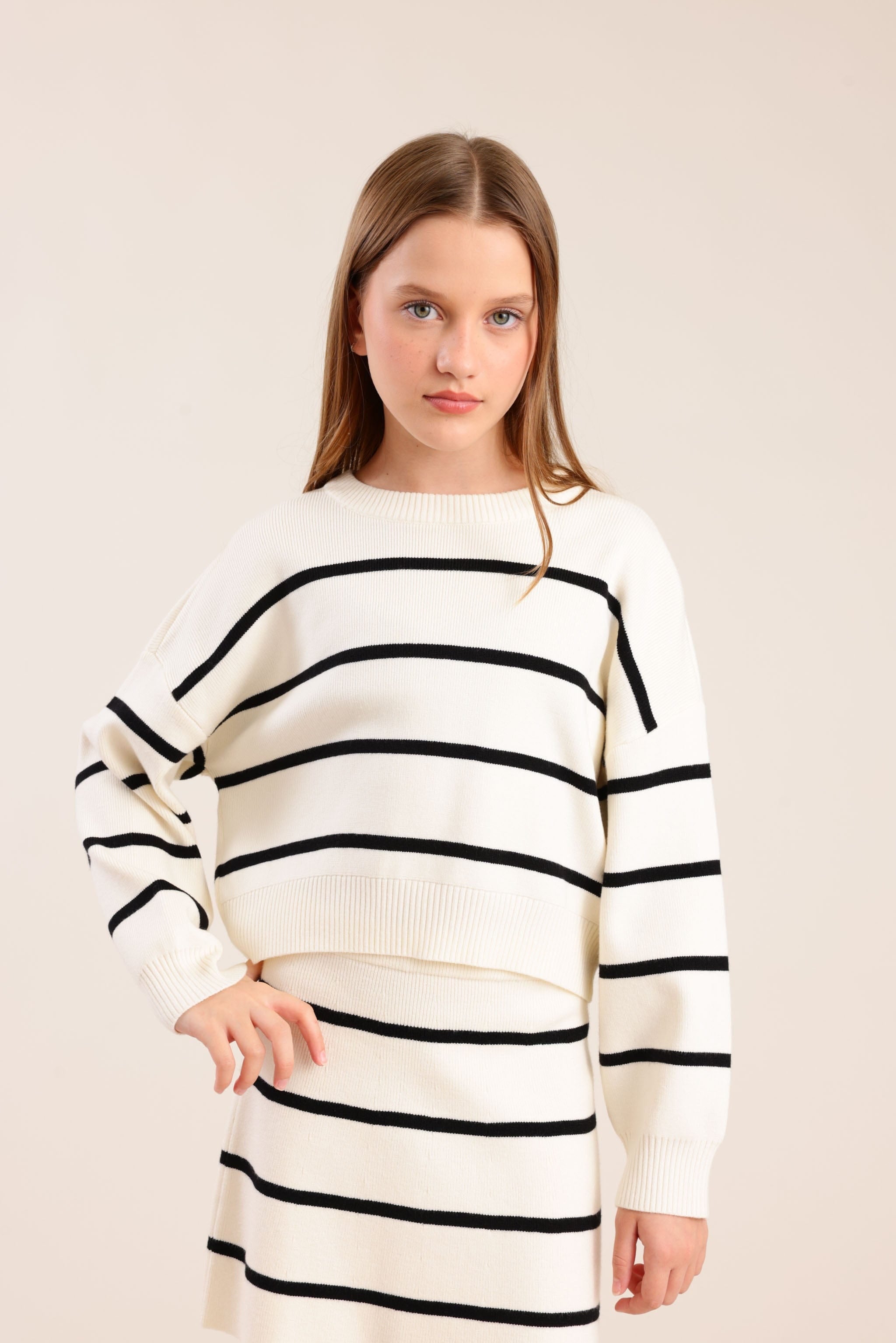 FOX בנות סריגים סריג פסים סריג פסים