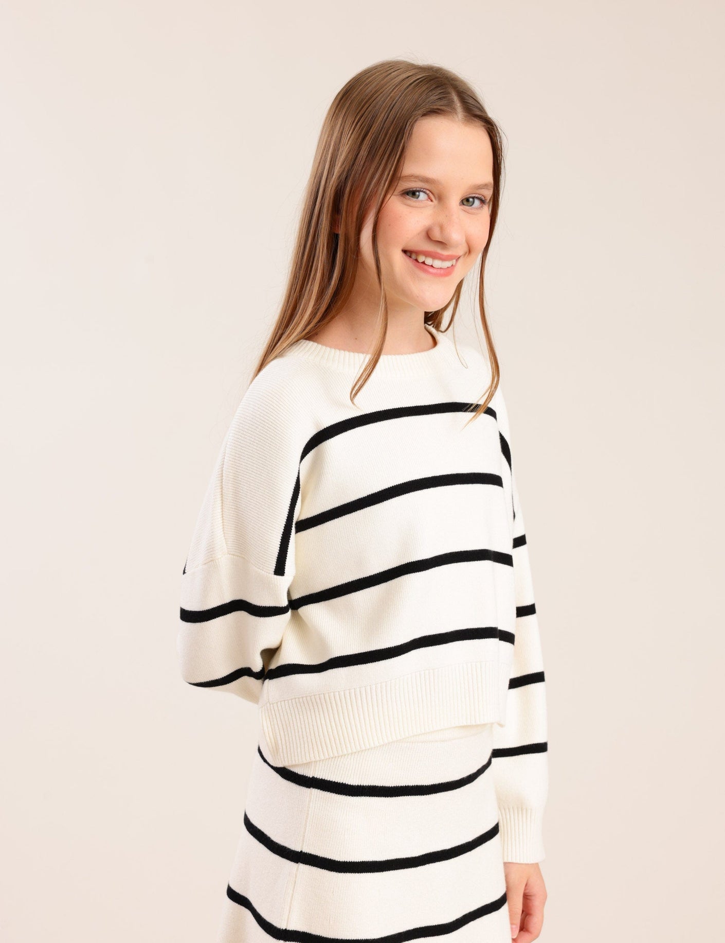 FOX בנות סריגים סריג פסים סריג פסים