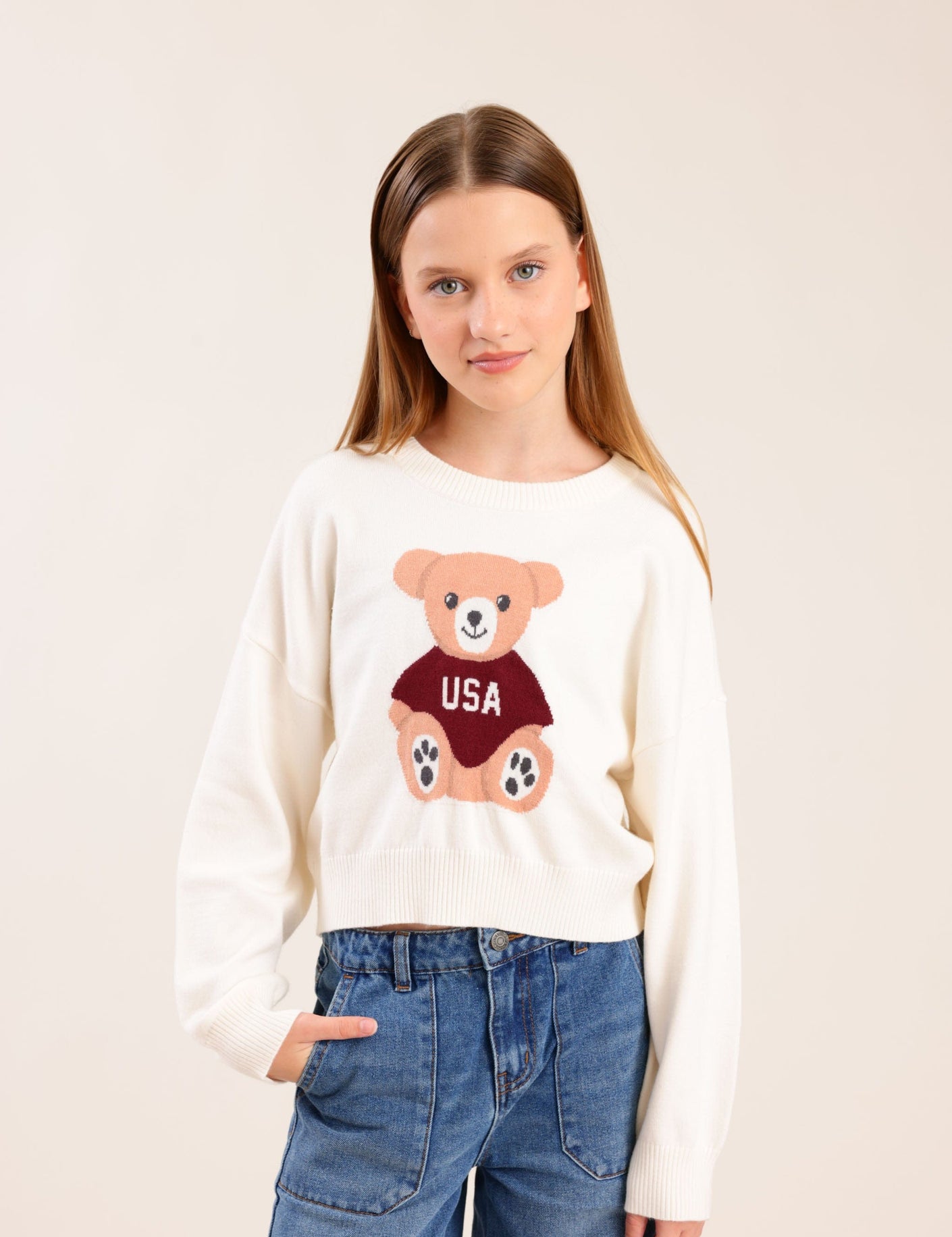 FOX בנות סריגים סריג סריג