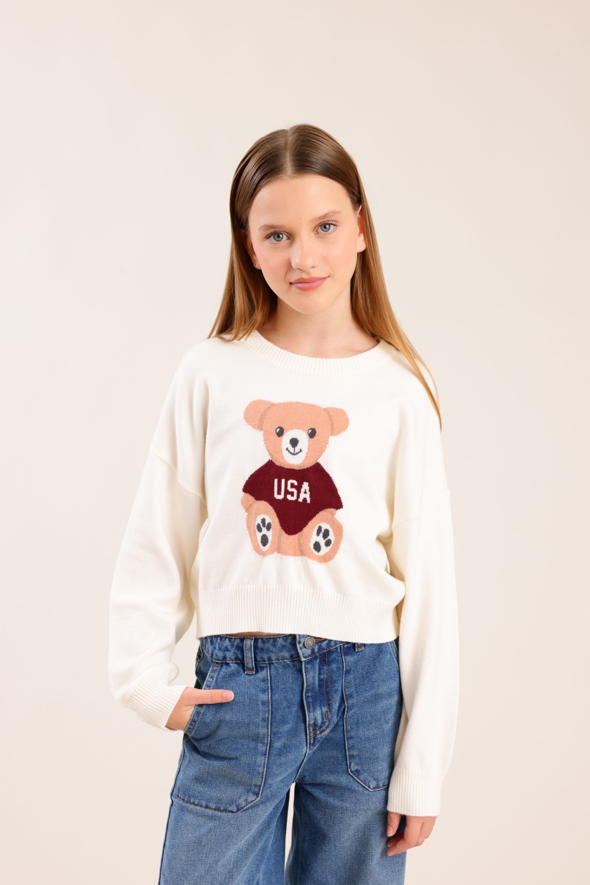 FOX בנות סריגים סריג סריג