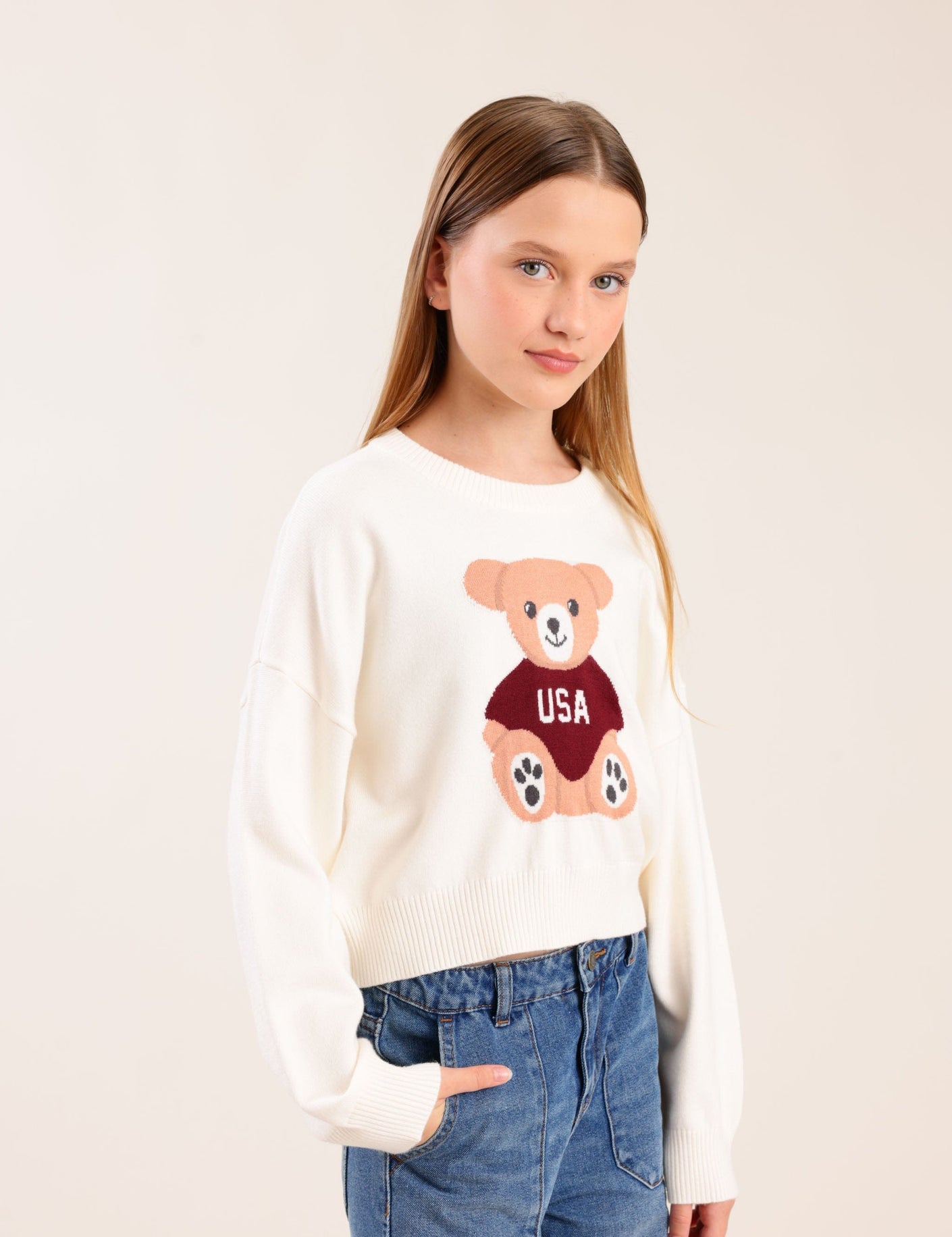 FOX בנות סריגים סריג סריג