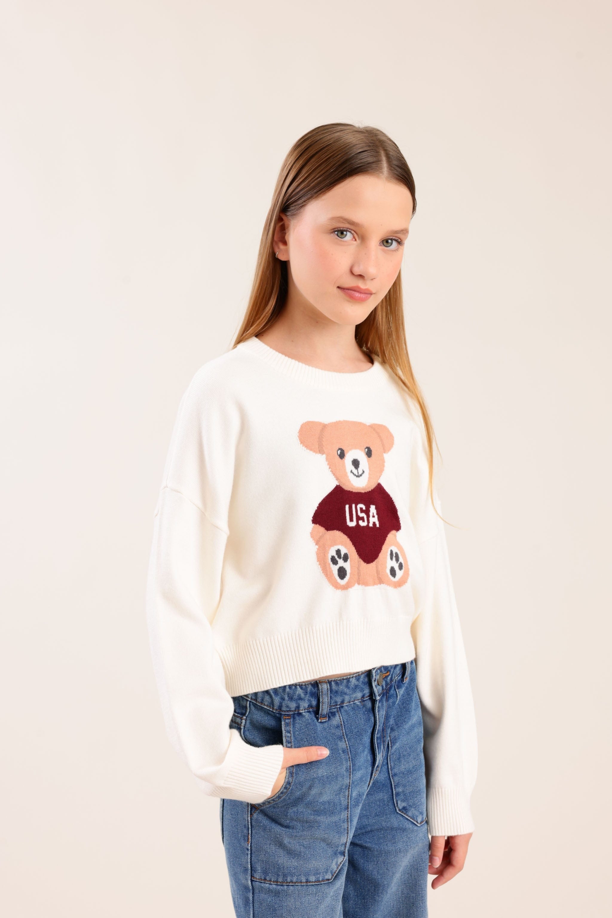 FOX בנות סריגים סריג סריג