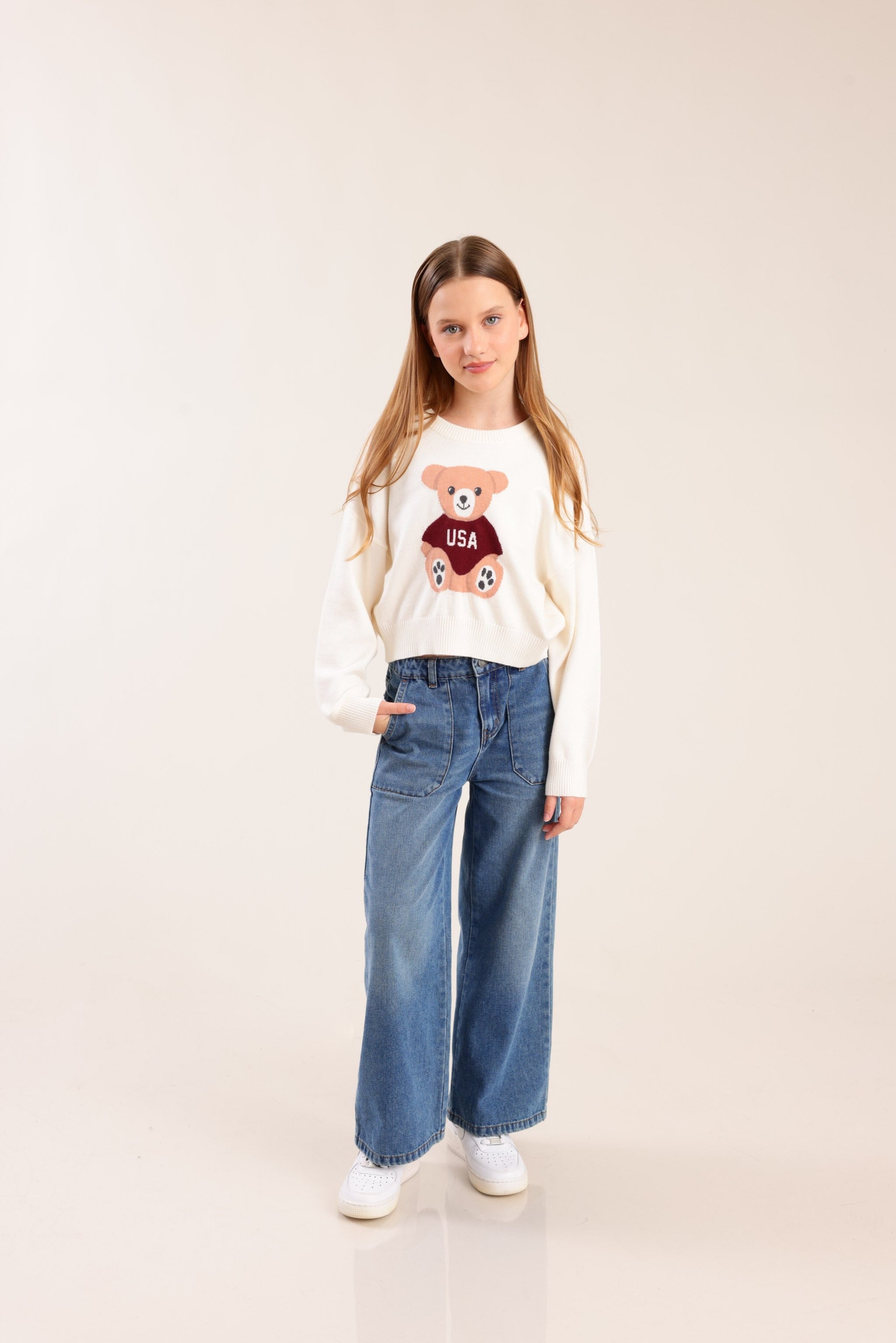 FOX בנות סריגים סריג סריג