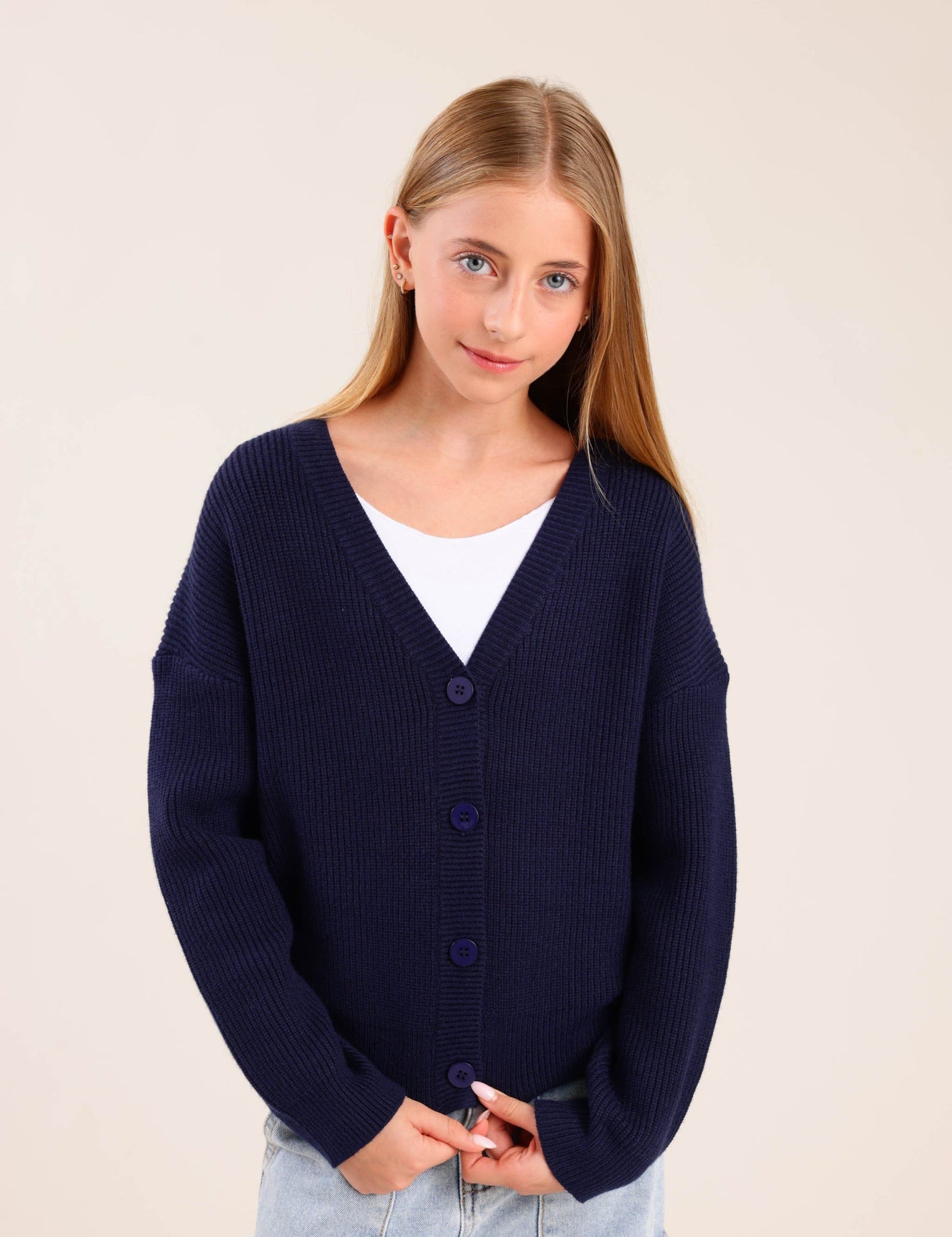 FOX בנות סריגים סריג קרדיגן סריג קרדיגן