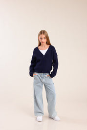 FOX בנות סריגים סריג קרדיגן סריג קרדיגן