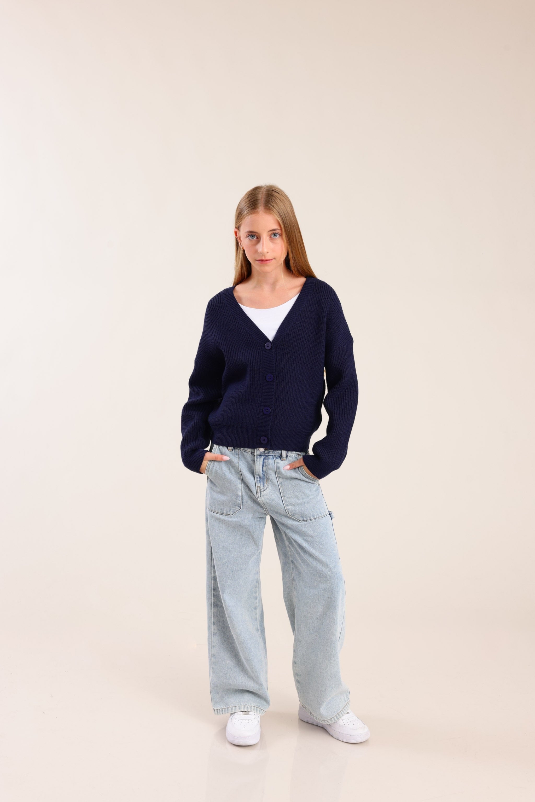 FOX בנות סריגים סריג קרדיגן סריג קרדיגן