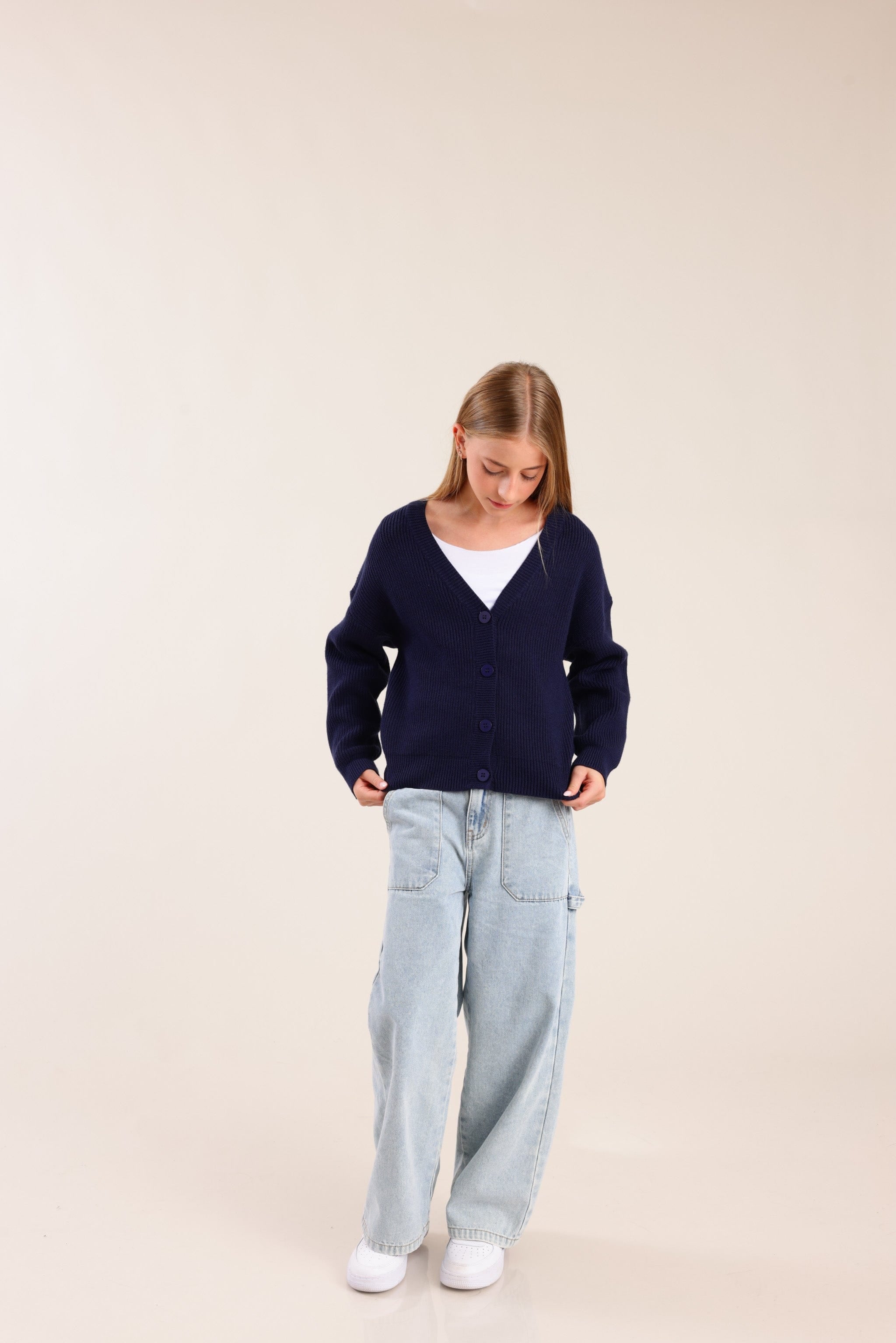 FOX בנות סריגים סריג קרדיגן סריג קרדיגן