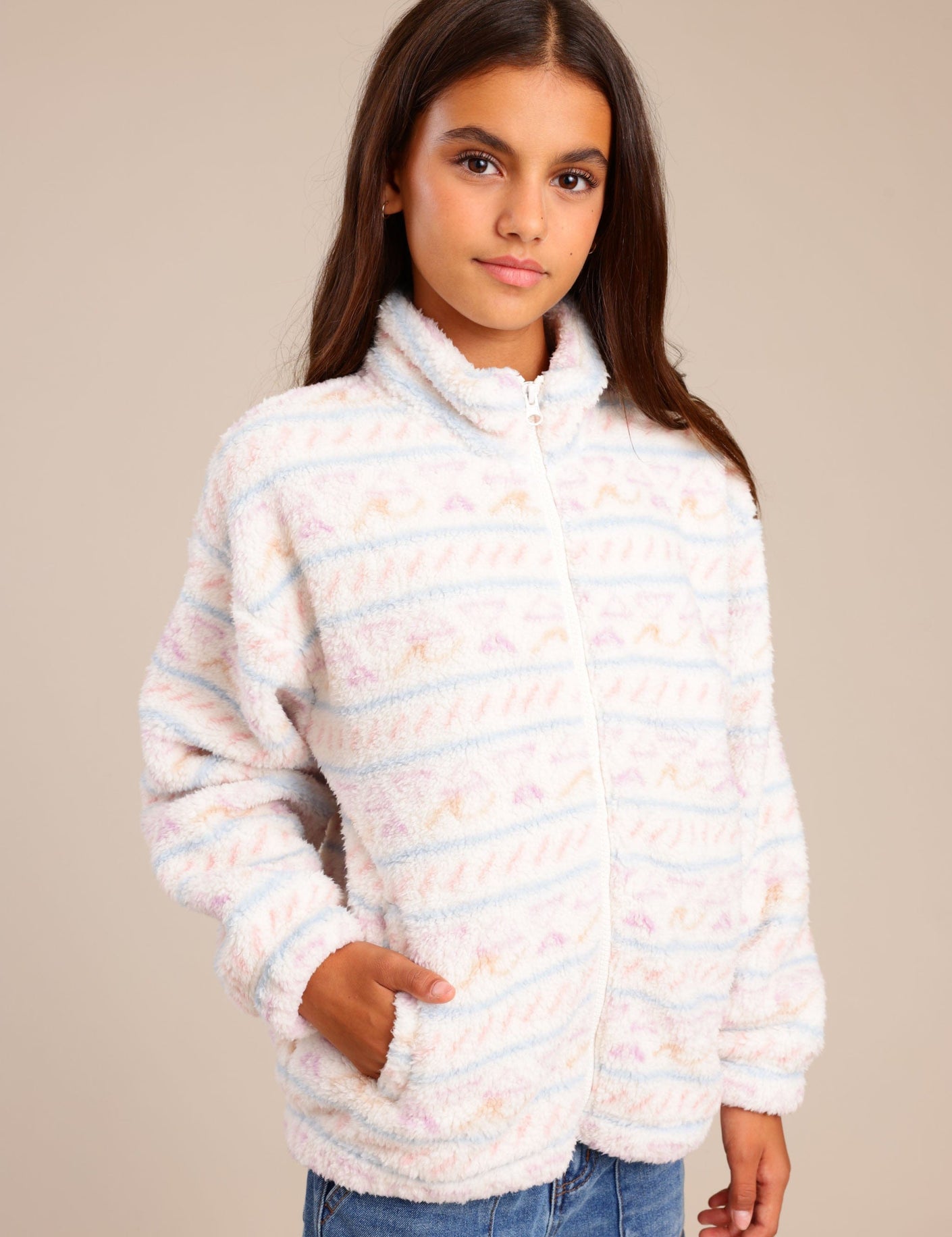 FOX בנות אחר פליז שרלניג עם הדפס פליז שרלניג עם הדפס