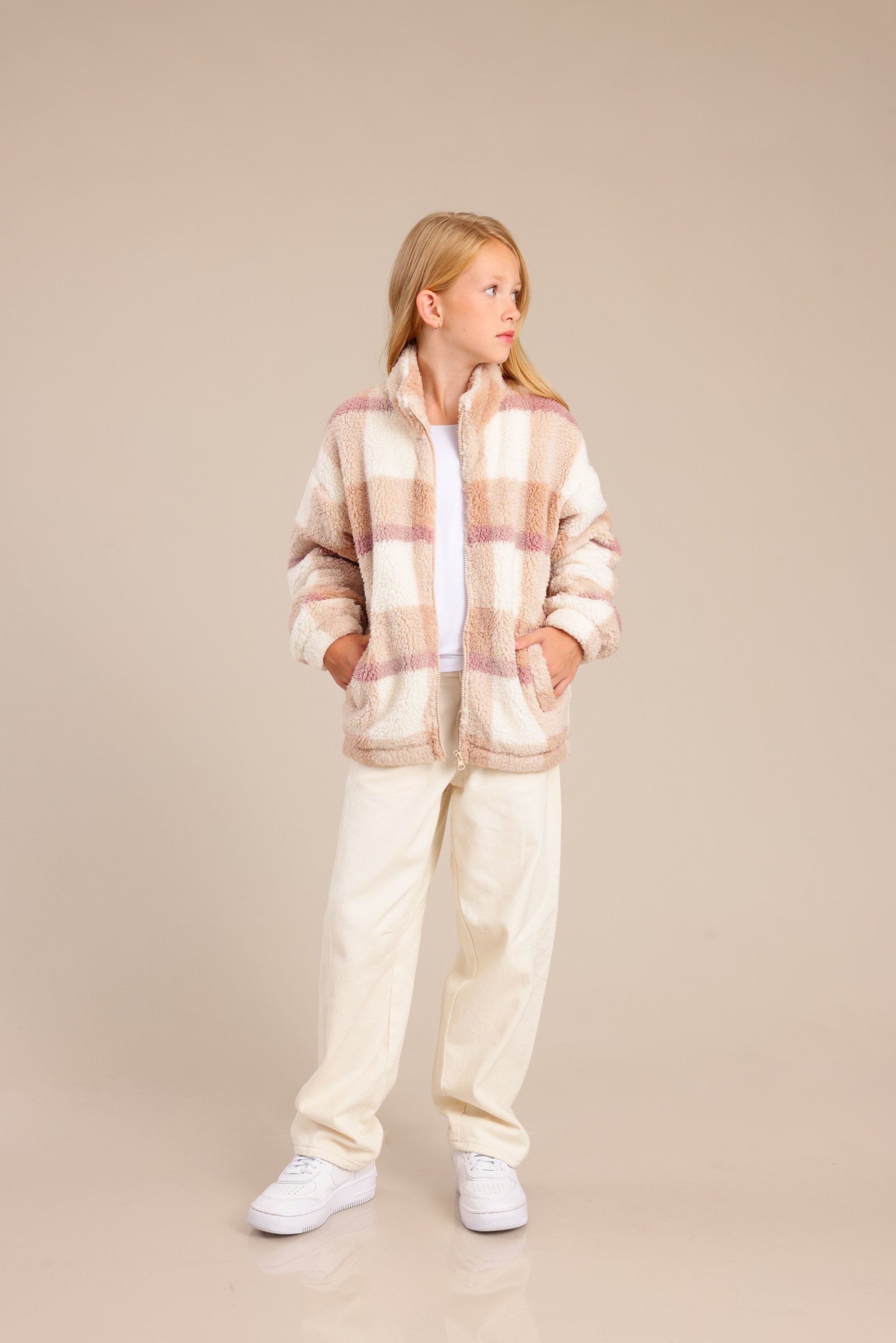 FOX בנות קרדיגן שרלינג עם הדפס משובץ MINIME שרלינג עם הדפס משובץ MINIME