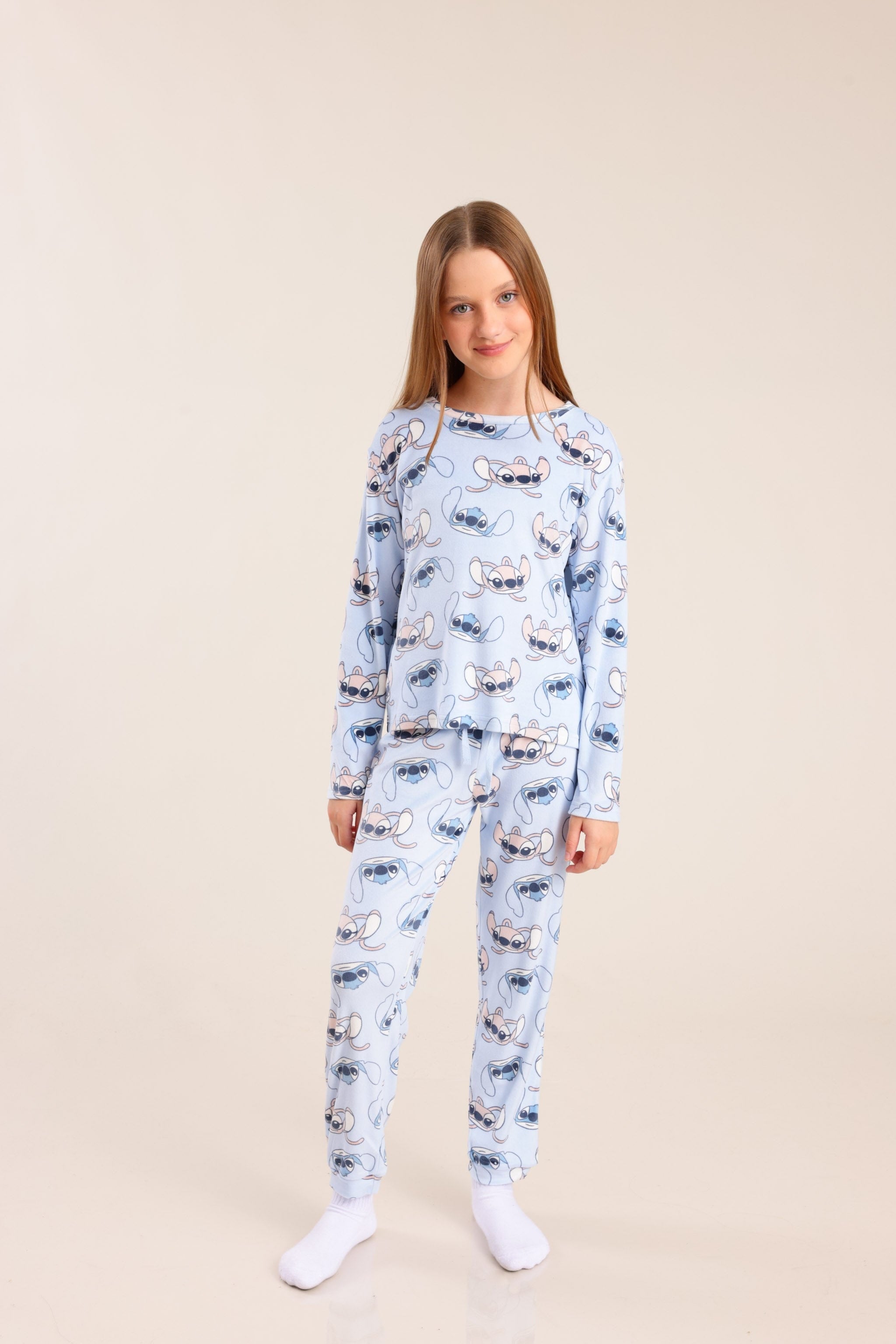 FOX בנות אחר פיג'מה קטיפה ממותגת סטיץ' פיג'מה קטיפה ממותגת סטיץ'