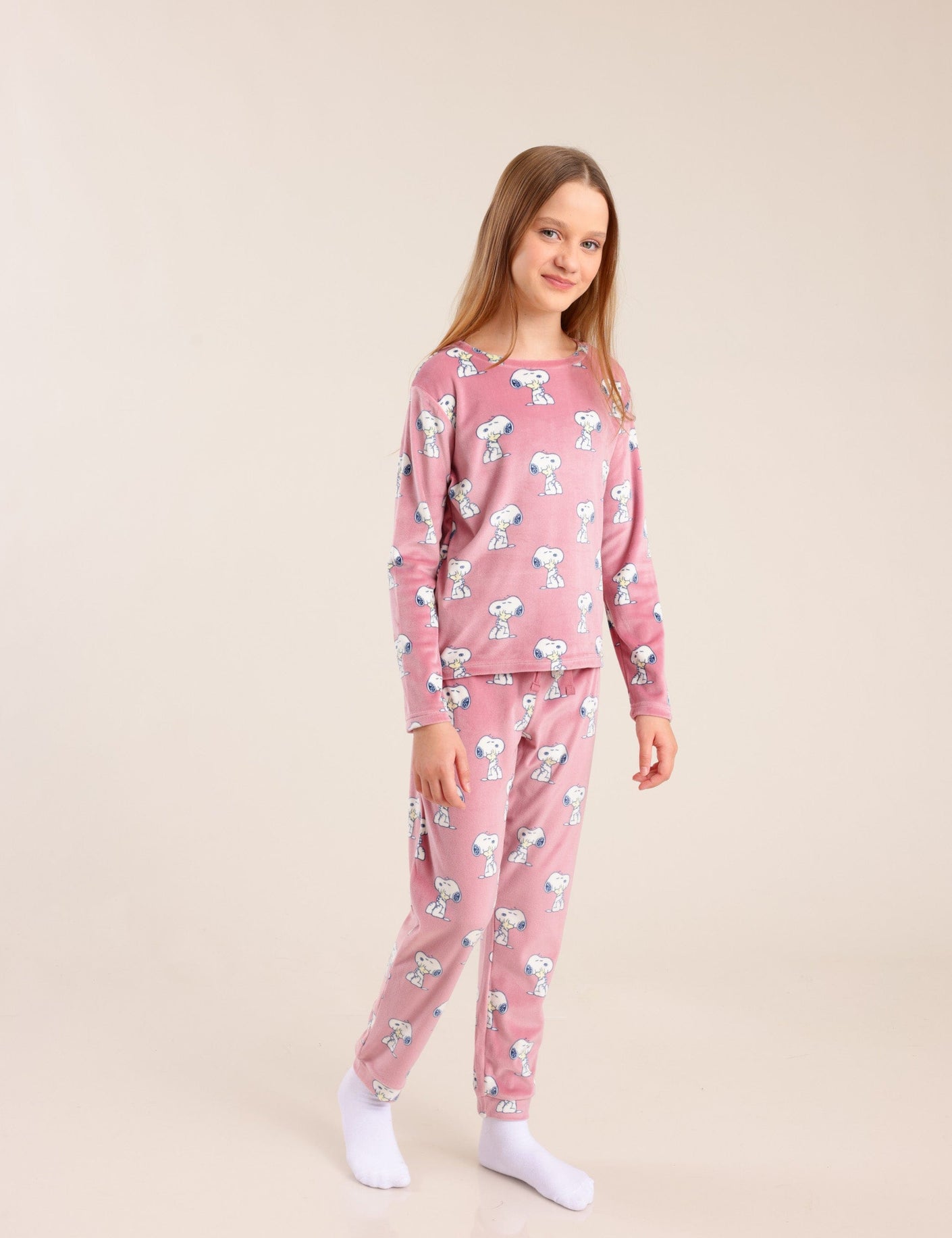 FOX בנות אחר פיג'מה קטיפה ממותגת סנופי פיג'מה קטיפה ממותגת סנופי