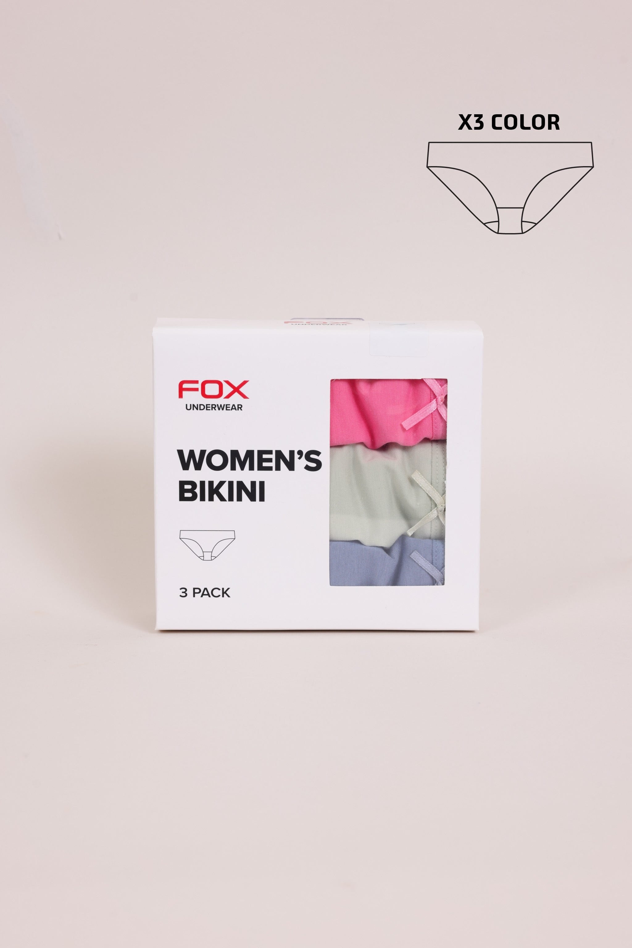 FOX אביזרים תחתונים מארז 3 תחתוני ביקיני מארז 3 תחתוני ביקיני