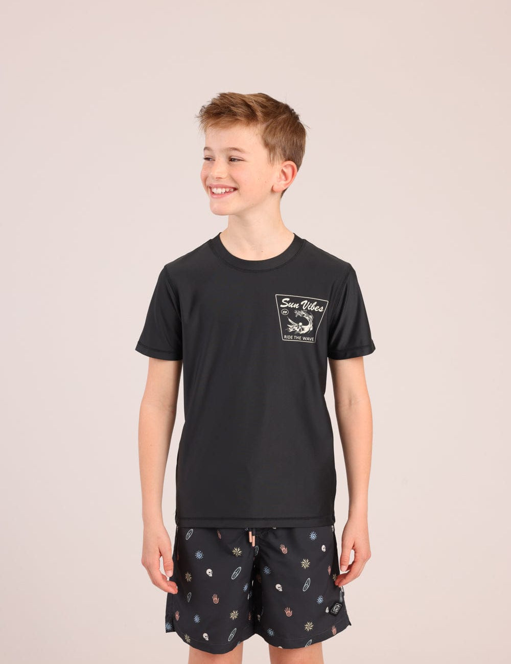 FOX בנים חולצה קצרה חולצת בגד ים עם הדפס חולצת בגד ים עם הדפס