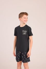 FOX בנים חולצה קצרה חולצת בגד ים עם הדפס חולצת בגד ים עם הדפס