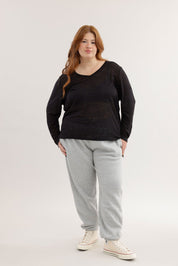 FOX פלאס נשים חולצה חולצת בייסיק צווארון PLUS SIZE | V חולצת בייסיק צווארון PLUS SIZE | V