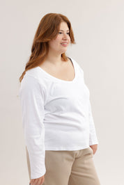 FOX פלאס נשים חולצה חולצת בייסיק צווארון V עמוק | PLUS SIZE חולצת בייסיק צווארון V עמוק | PLUS SIZE
